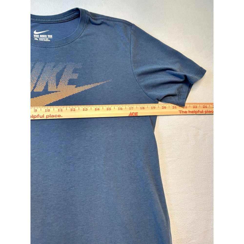 Nike Air Speckle The Nike Tee Big Logo Navy Blue Orange Check Size Medium - Picture 4 of 6